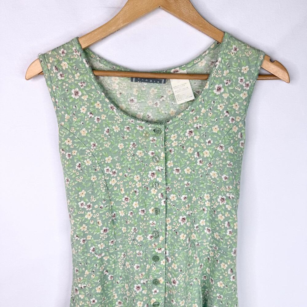 Vintage Erika Studio Green Floral Button Front Maxi Dress Small - Picture 3 of 7